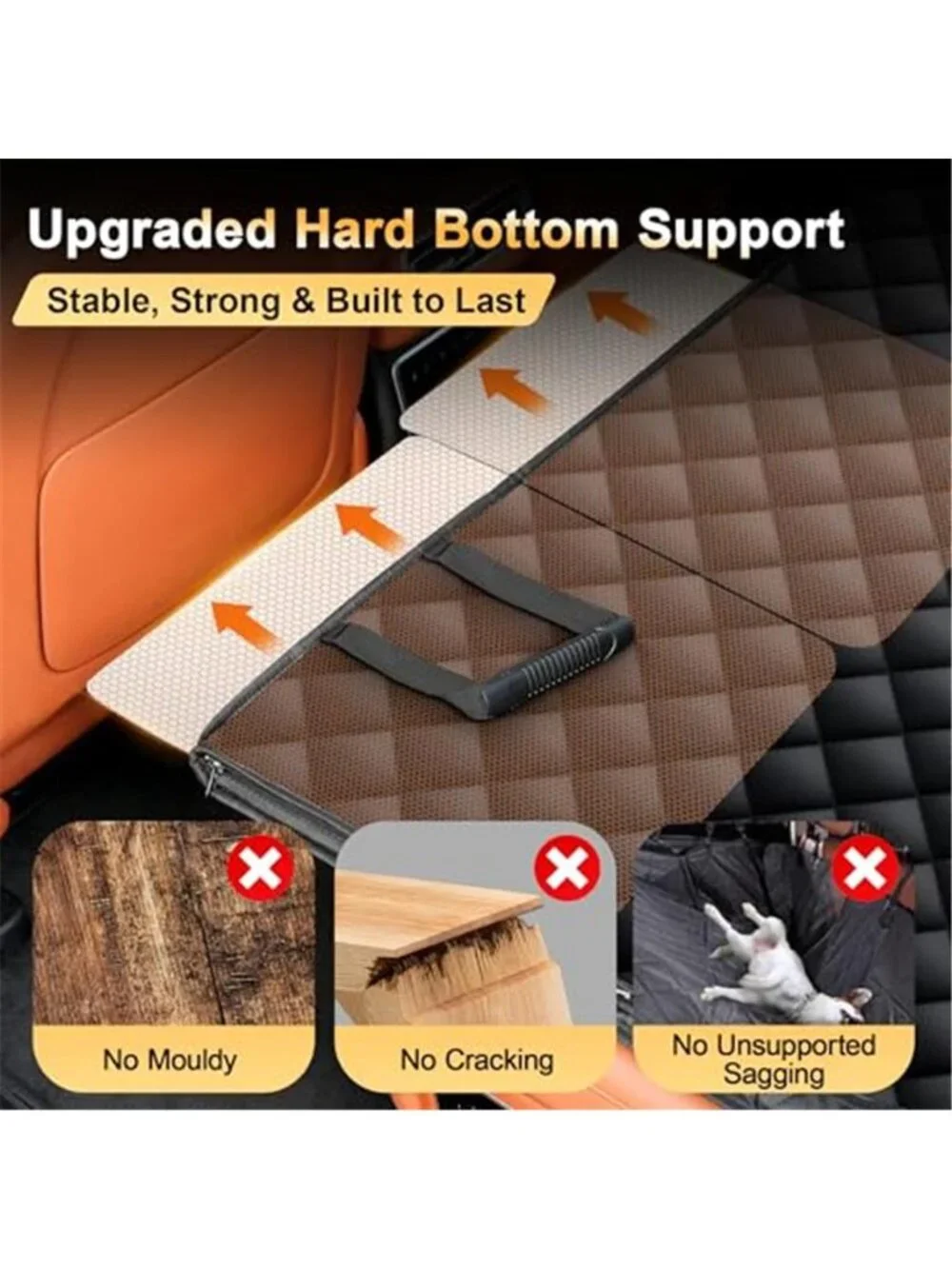 Back Seat Extender for Dogs, Holds 450 lbs, Hard Bottom Waterproof Dog Car Seat